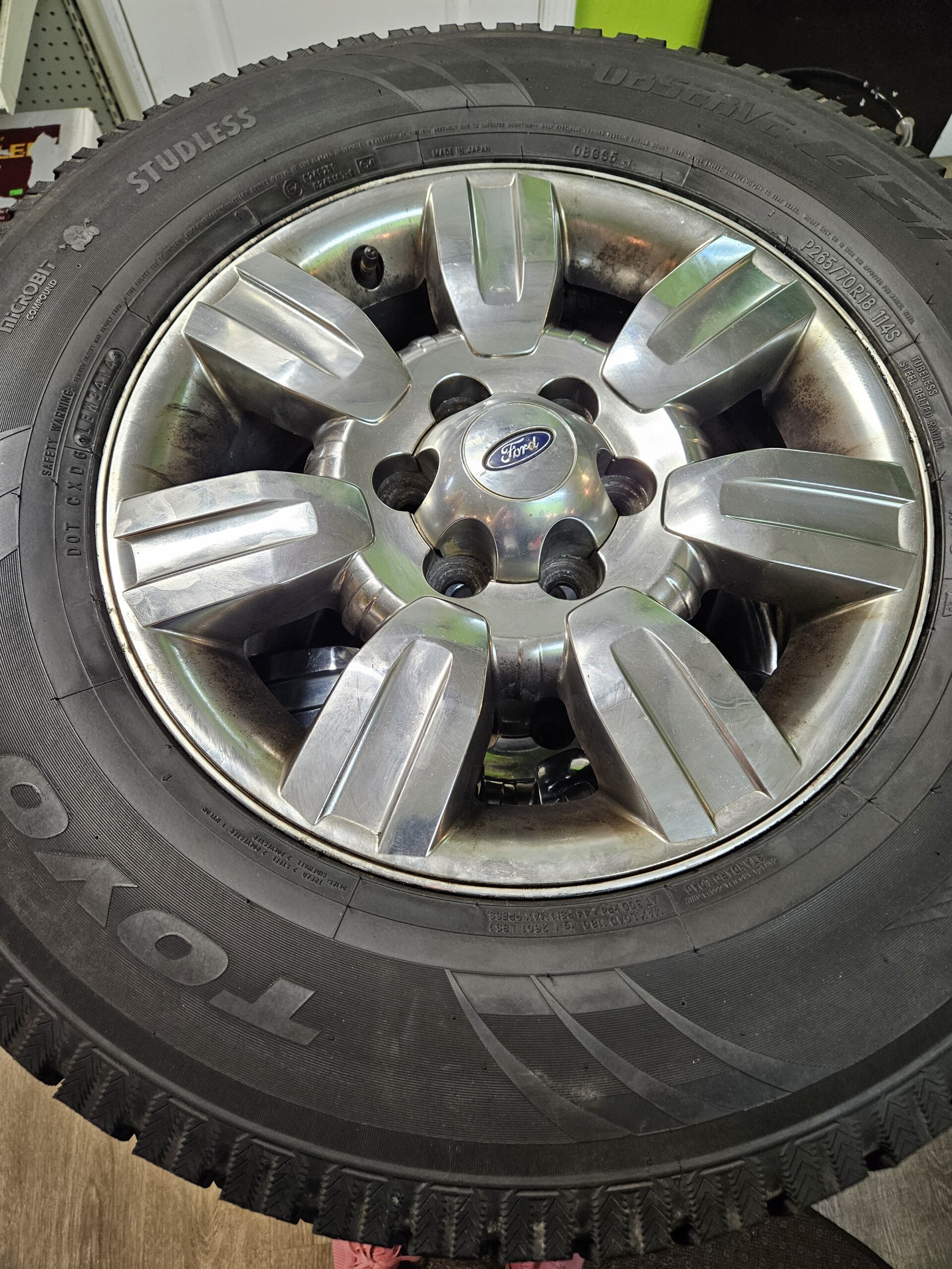 265/70R18 Toyo Snow Tires on Ford F150 Rims